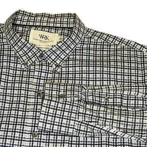 WRK The Reworked Shirt Men's XL Blue Plaid Mixed Media Stretch Button Down
